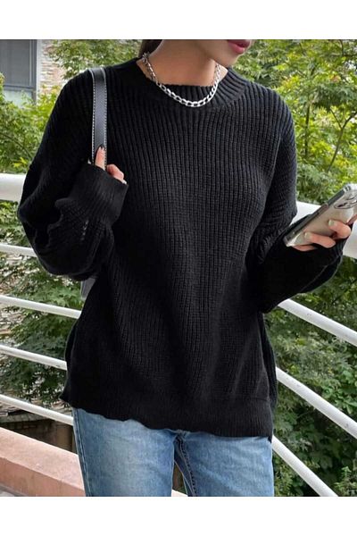 trikomode Pulover de damă tricotaj oversize negru