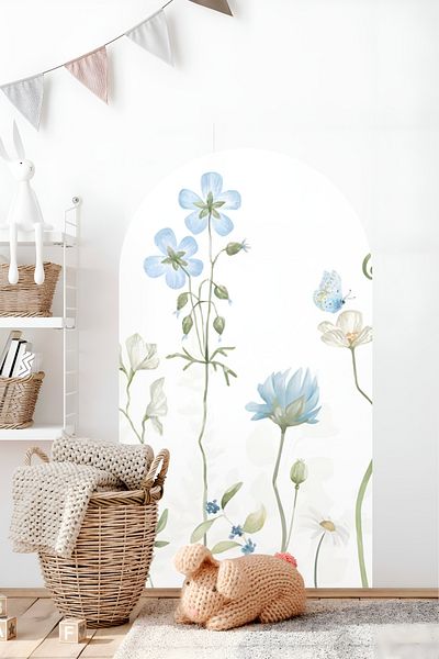 Grafikup Autocolant de perete decorativ Boho Oval Autocolant de perete oval cu model de flori