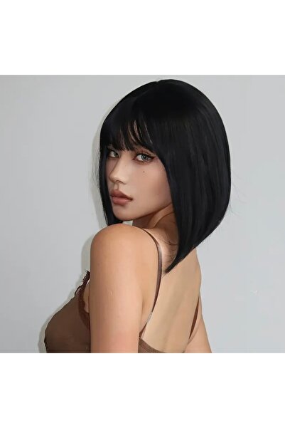 favorim peruk Özel bob model siyah perçemli vip peruk