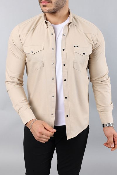 Enuygunenmoda Slim Fit Double Pocket A Ποιοτικό ανδρικό τζιν πουκάμισο