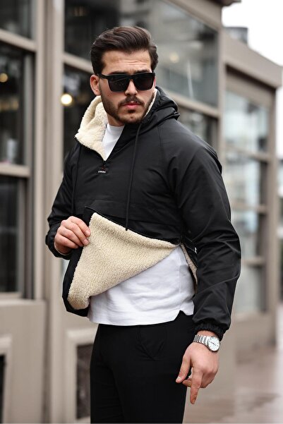 BELİZMOD Erkek Siyah Kanguru Mont