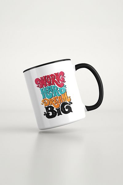 feinas Text Black Porcelain Mug