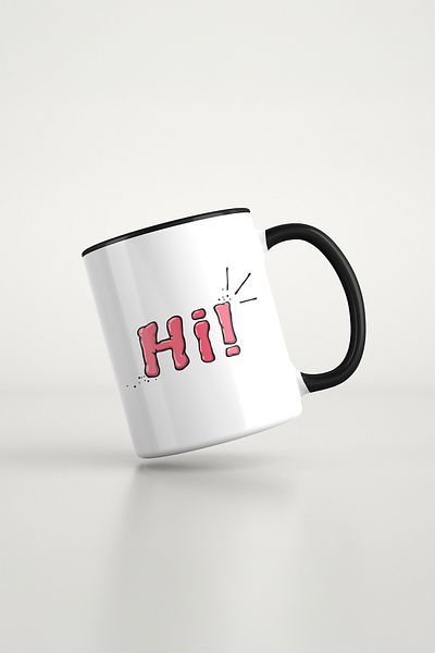 feinas Text Black Porcelain Mug