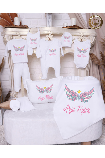 yzc home size dair... C43  İsme Özel İsimli Baskılı Bebek 10lu Beyaz Hastan...