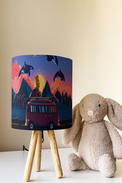 Talia Home Simpson Patterned Children's Room Lampshade Table Lamp Tlab-277