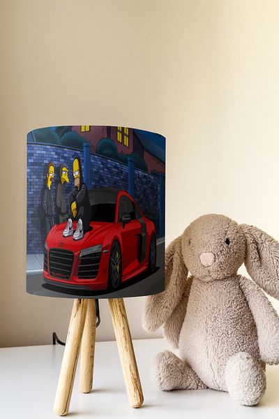 Talia Home Simpson Patterned Children's Room Lampshade Table Lamp Tlab-270