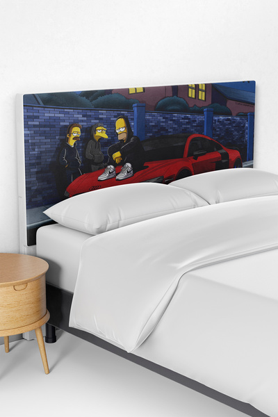 Talia Home Simpson Desenli Çocuk Yatak Baza Başlık Kılıfı Tlabk-270