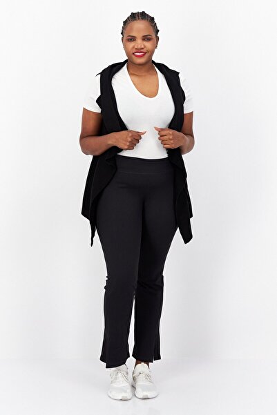 s.Oliver Women Sleeveless Open Front Ribbed Cardigan, Black