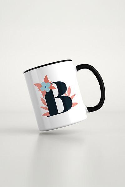 feinas Black Porcelain Mug - Letters