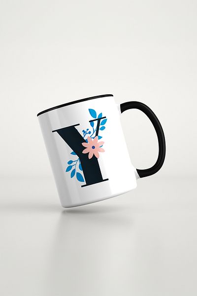 feinas Black Porcelain Mug - Letters