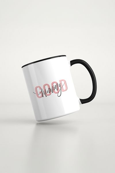 feinas Text Black Porcelain Mug