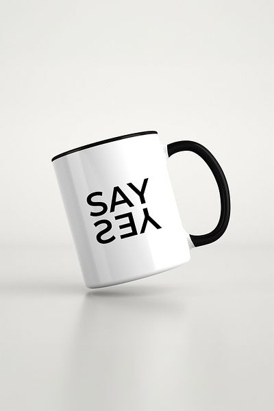 feinas Text Black Porcelain Mug