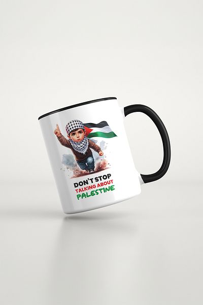 feinas كوب بورسلين أسود فلسطيني