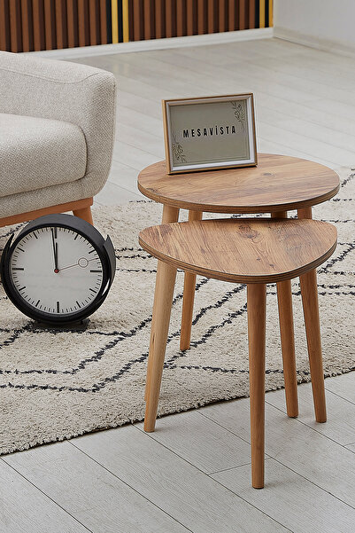 MESAVİSTA Zigon Sehpa, Zigon Sehpa Seti, 2'li Zigon Sehpa Takımı, Ikili Zigon...