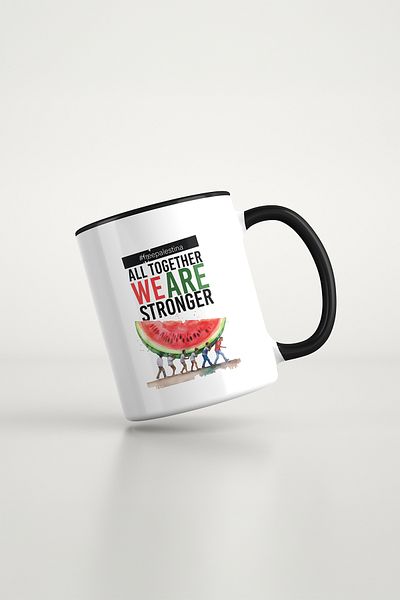 feinas كوب بورسلين أسود فلسطيني