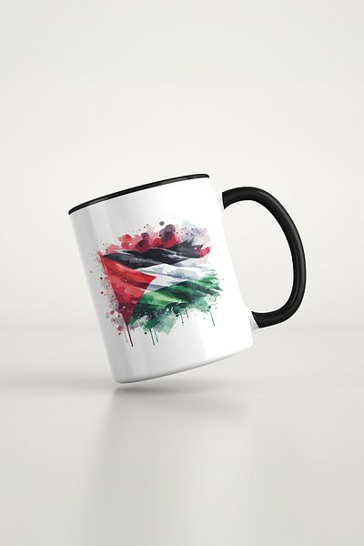 feinas كوب بورسلين أسود فلسطيني