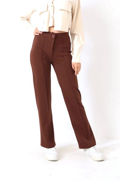 MODA Gi&di's Collection Gd0031 Pantaloni cu nasturi din țesătură creponată