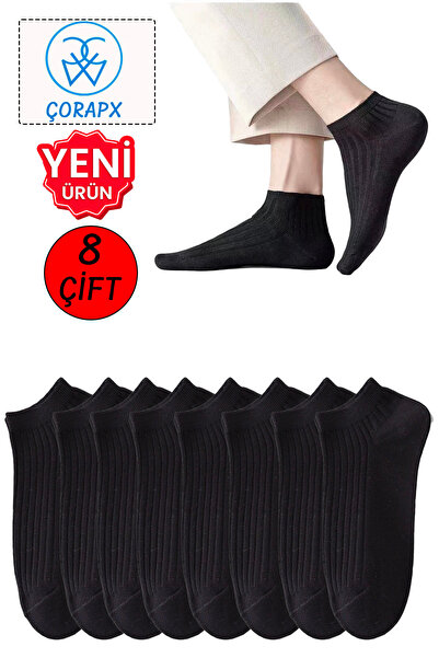 ÇORAPX 8 perechi de șosete derby pentru bărbați super economice (NEGRE)