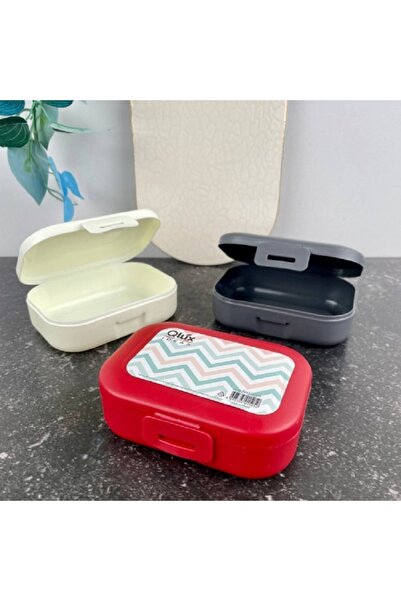 QLUX IDEAS Κουτί σαπουνιού εκρού, κουτί μεταφοράς για σχολείο, κάμπινγκ, ταξίδια, 2 συσκευασίες χρώματος εκρού κόκκινο γκρι