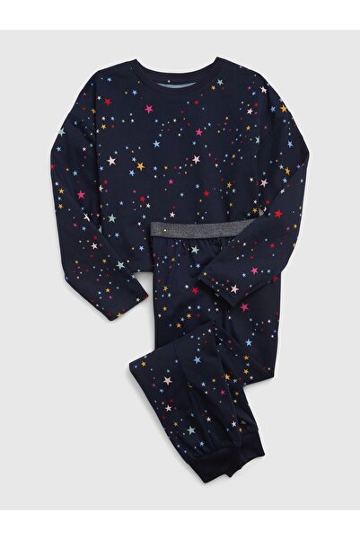 GAP Kız Çocuk Lacivert Geri Dönüştürülmüş Desenli Pijama Takımı