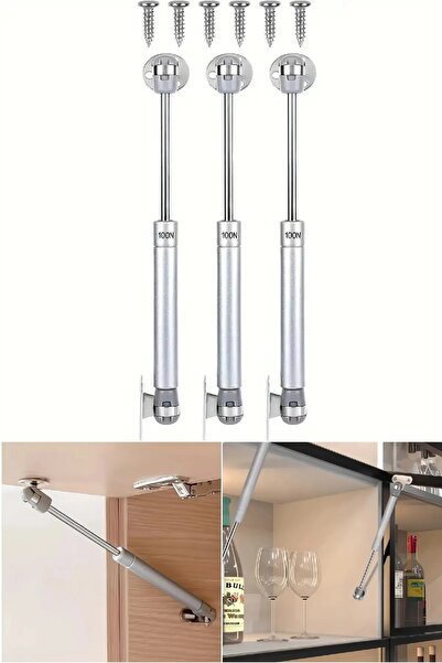 BİTERSE 3 Adet Mutfak Dolap Kapak Amortisörü 80 N Gazlı Piston Gri