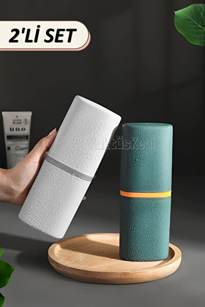 KaktüsKedi 2'li Set Aksesuar Taşıma Kutusu Gözlük Diş Fırçası Diş Macunu Sakl...