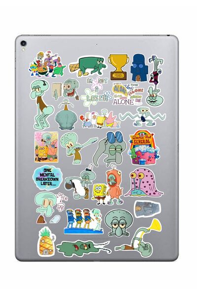 HEDİYENE BAK Squidward Sticker Seti, Çıkartma, Ajanda Bujo Scrapbook Kolaj Et...