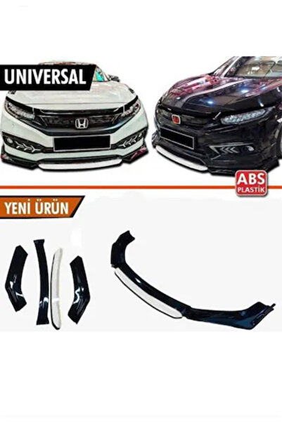 FV-TUNİNG Universal 4 Parça Ön Lip Ön Tampon Eki Pianoblack Beyaz