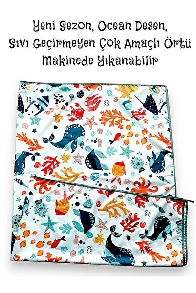 yorni Ocean 145x250cm, Sıvı Geçirmez Çok Amaçlı Örtü, Ister Yerde Ister Masada Kullan