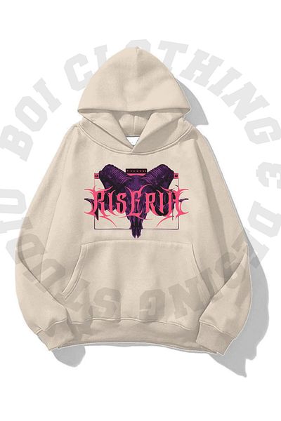 Boi Unisex Oldskull Demon Rise Gothic Oversize με κουκούλα - Φούτερ με κουκούλα με 3 κλωστές