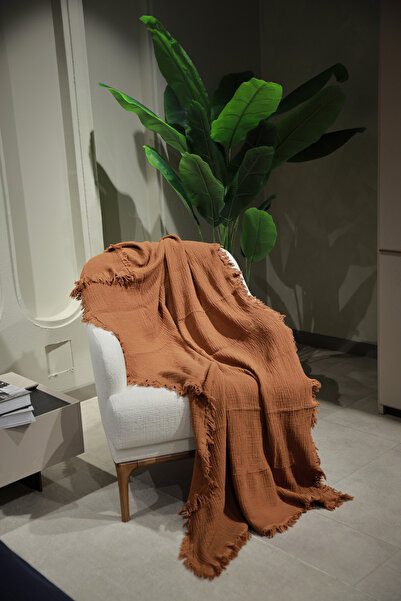 OTEXSA Taba Müslin Koltuk Şalı / Tv Battaniyesi Koltuk Örtüsü (100 X 200 CM)