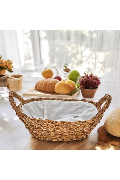 STOREMAX Handmade Natural Wicker Multi-Purpose Decorative Oval Basket with Handles