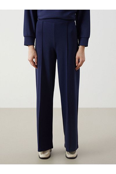 LC Waikiki Navy Blue Women's Wide Leg Sweatpants with Elastic Waist