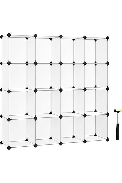 STOREMAX Mrttnca Shoe Rack 15 Cubes, Plastic Shelf, 153 X 31 X 153 Cm, White Lpc44L Trndymrt 1087243