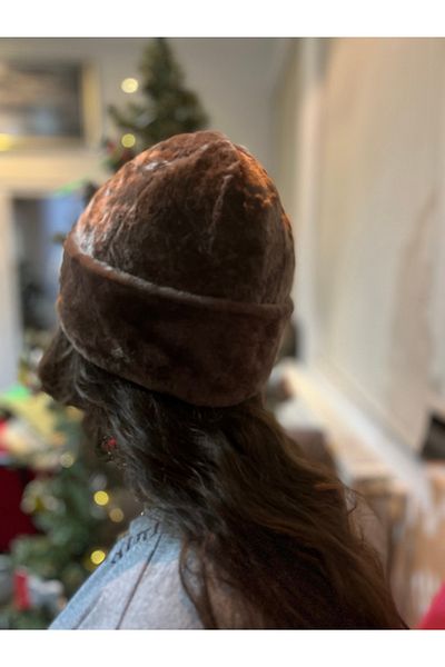 hoaryage Genuine Lamb Post with Post Double Layer Beret Hat Börk