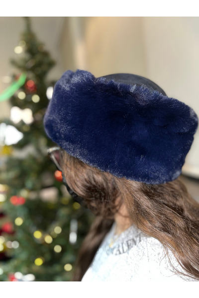 hoaryage Γνήσιο καπέλο από δέρμα αρνιού με βελούδινο καπέλο
