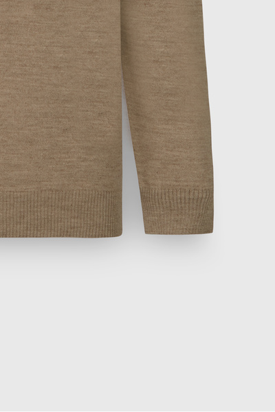 ALTINYILDIZ CLASSICS Erkek Camel Standart Fit Normal Kesim Bato Yaka Triko Kazak