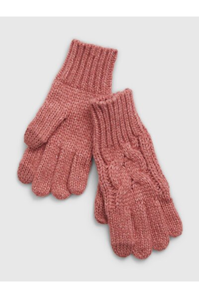 GAP Kız Çocuk Pembe Geri Dönüştürülmüş Cable Örgü Eldiven