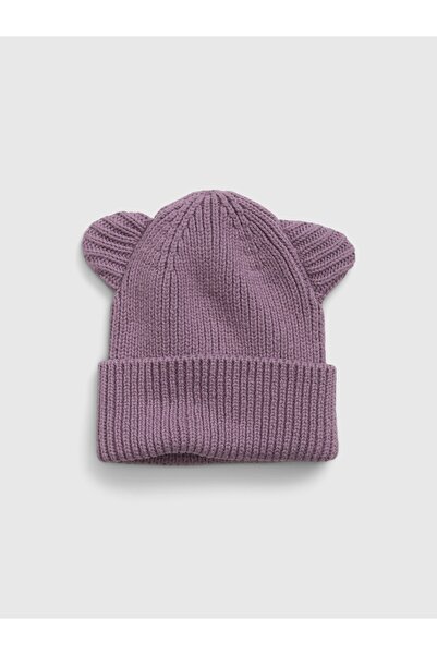 GAP Bebek Mor Organik Pamuk Kulak Aplikeli Bere
