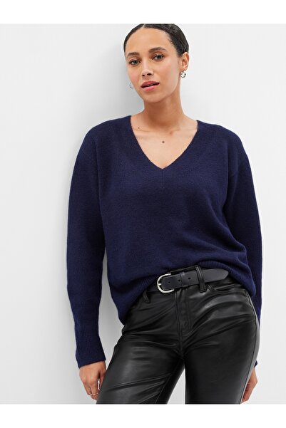 GAP Kadın Lacivert Forever Cozy V Yaka Kazak