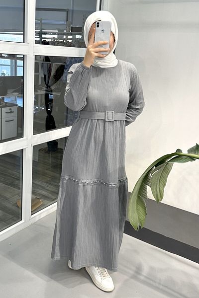 ModaSelin 240806051930   Gray Dress with Belt