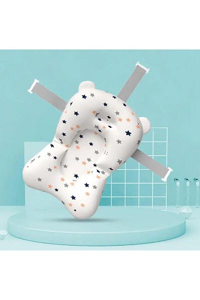 Fab N Funky حوض استحمام للأطفال مطبوع عليه نجوم مع أحزمة، مادة مريحة، آمنة للأطفال من عمر 0 أشهر فما فوق، أبيض