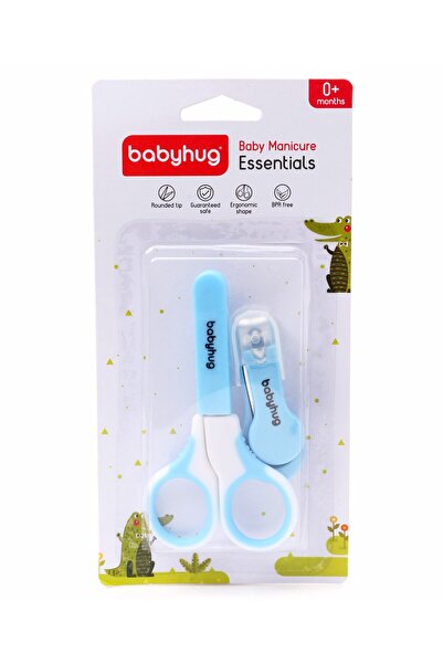 Babyhug مجموعة مانيكير للأطفال - مقص سهل الإمساك وآمن ومقص أظافر، أزرق سماوي