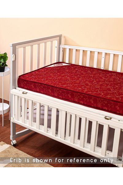 Babyhug Babyhug 100% Pure PU Foam Baby Mattress 120x60x10cm, Soft Comfort for 0-24 Months - Maroon