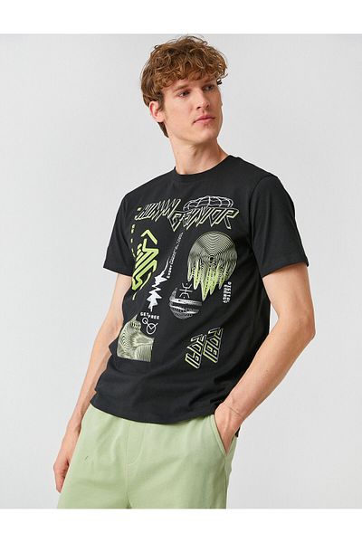 Koton Slogan Printed T-Shirt Crew Neck Short Sleeve