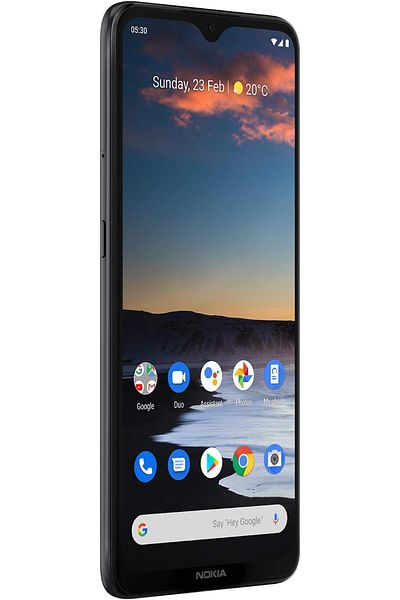 Nokia هاتف ذكي يعمل بنظام أندرويد 5.3، ذاكرة وصول عشوائي سعتها 4 جيجابايت، وذاكرة تخزين 64 جيجابايت، وكاميرا رباعية مع تقنية التصوير بالذكاء الاصطناعي - فحمي
