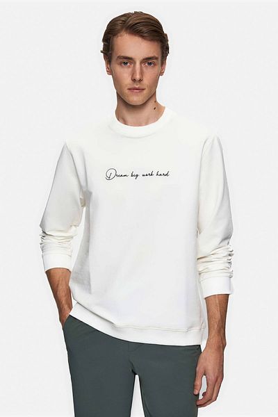 Twn Slim Fit Ecru Απλό Φούτερ