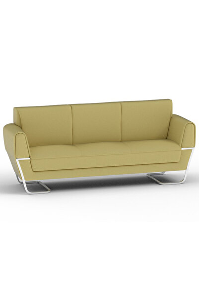 Mahmayi أريكة بثلاثة مقاعد من الجلد الصناعي الخفيف من صندل، أثاث عصري أنيق لغرفة المعيشة