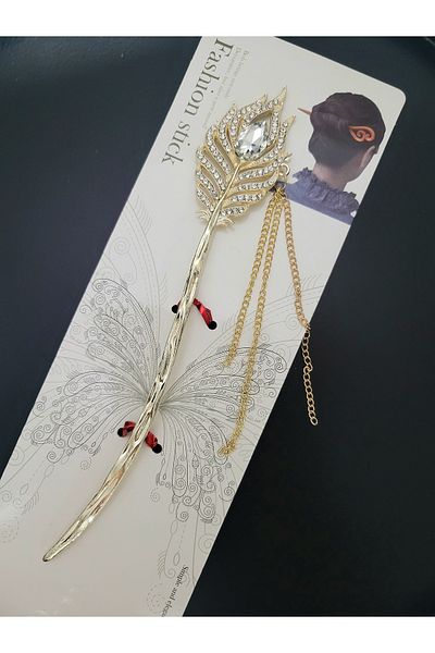 GÜLPEŞE Cataramă cu lanț din metal auriu - Stick japonez, Tosa-45