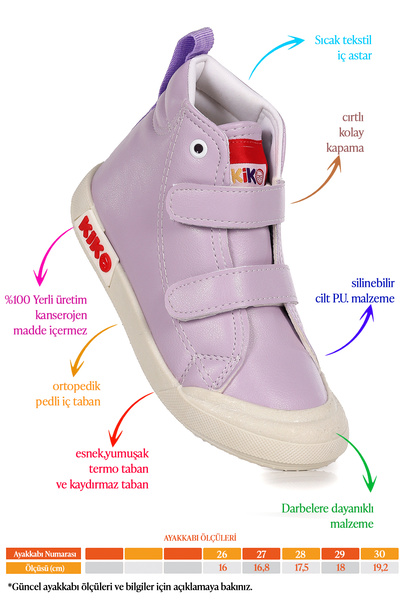 Kiko Kids Garf Günlük Cırtlı Kız Çocuk Bot Ayakkabı